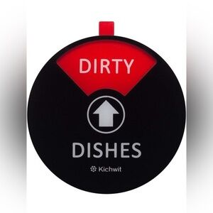 Kichwit Clean Dirty Dishwasher Magnet Sign – 4 Inch Round, Black
